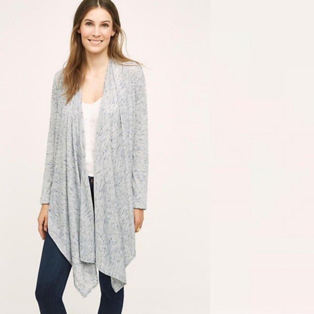 anthro | pure + good cascadia draped waterfall cardigan blue xs